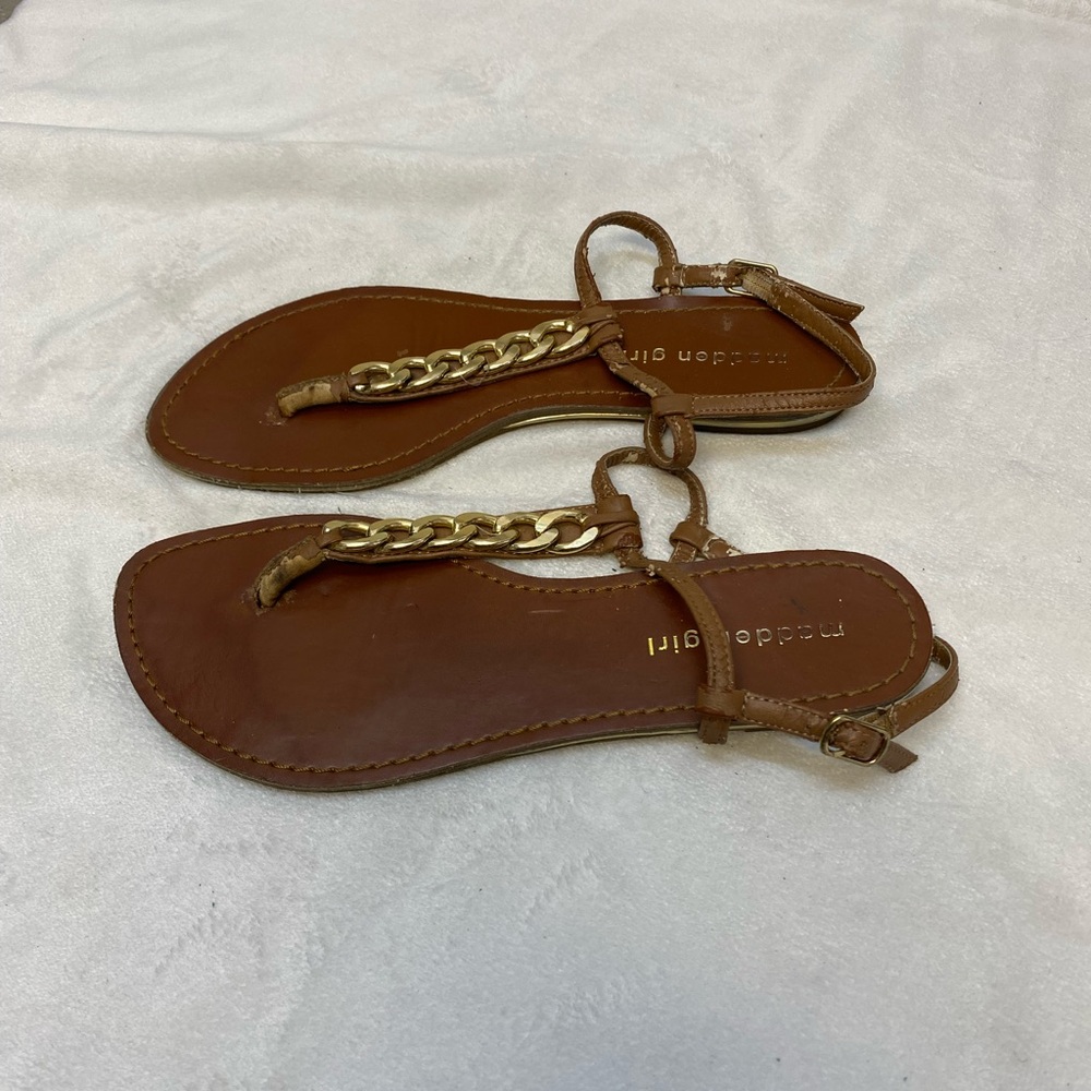 Madden Girl Sz 7.5 M Brown Thong Synthetic Women Sandals Ciici